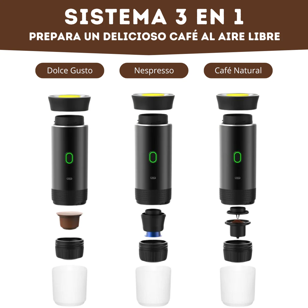 CaféGo™ Cafetera Portátil 3 en 1 | ¡Café Profesional en Cualquier Lugar!